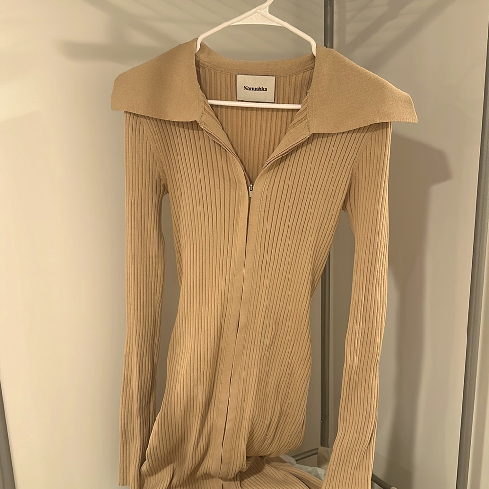 Nanushka Bennie Ribbed mid-length dress